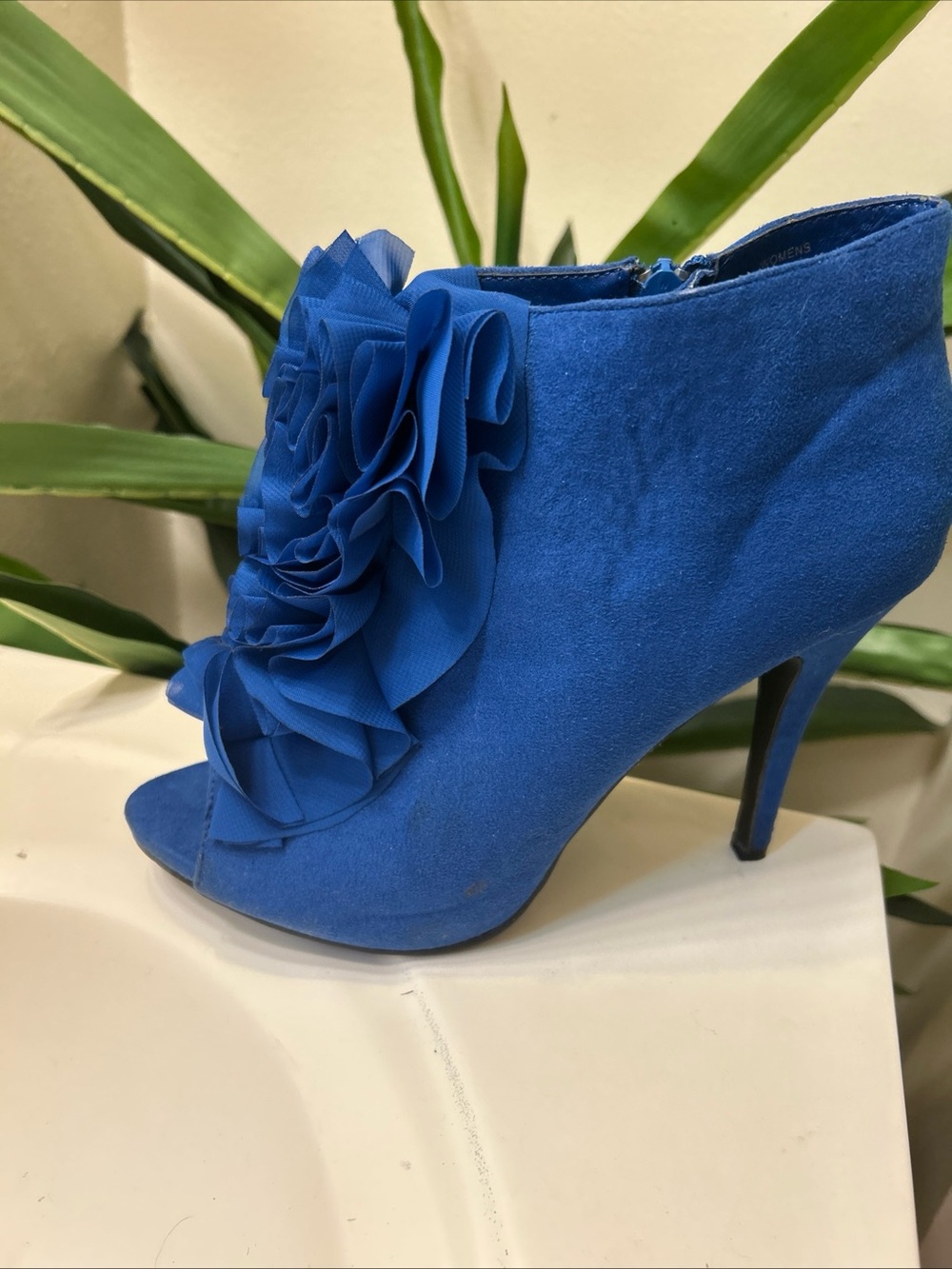 Mix No. 6 Royal Blue Floral Peep-Toe Ankle Bootie